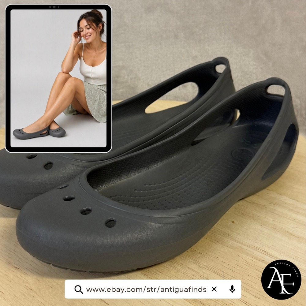 Crocs Kadee Flats Womens 9 Dark Gray Charcoal Ballet Slip On Comfort Shoes